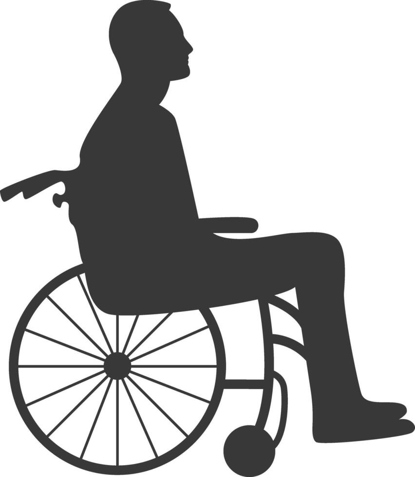 Silhouette of Disabled Person in Wheelchair, in Flat Design. vector