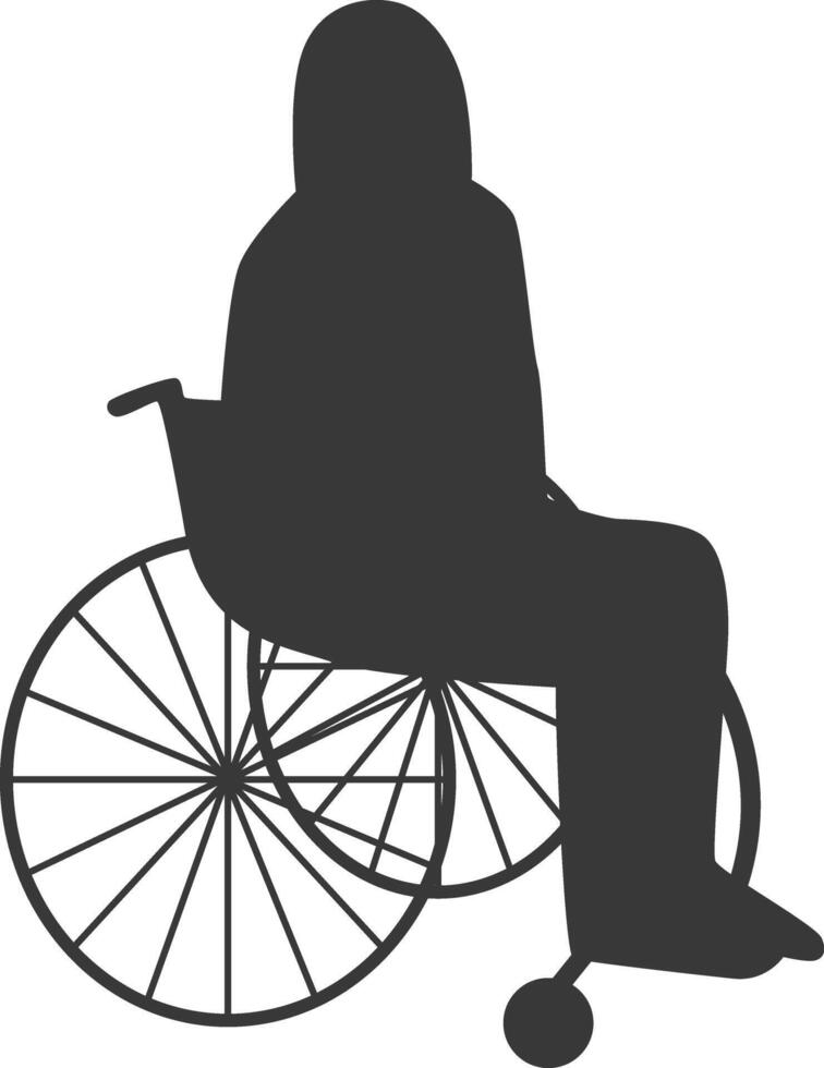 Silhouette of Disabled Person in Wheelchair, in Flat Design, vector