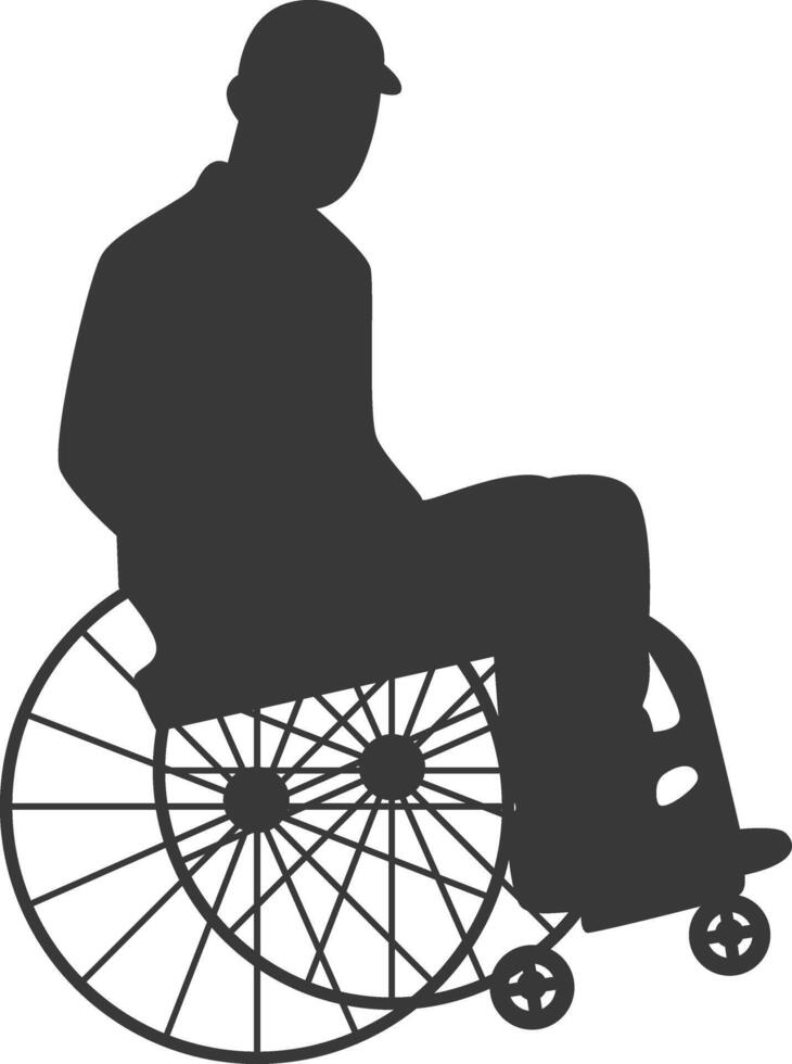 Silhouette of Disabled Person in Wheelchair, with Simple Design vector