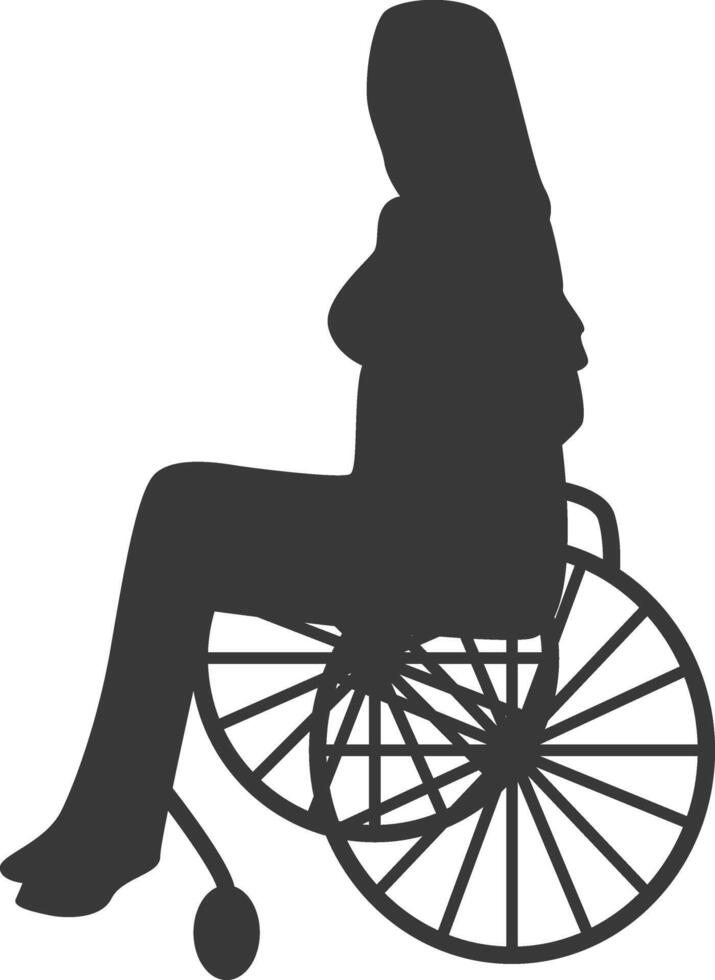 Silhouette of Disabled Person in Wheelchair with Simple Shape. vector