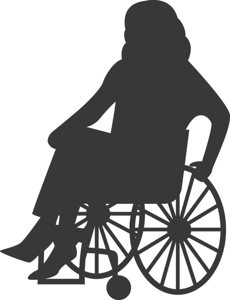 Silhouette of Disabled Person in Wheelchair with Simple Shape, vector