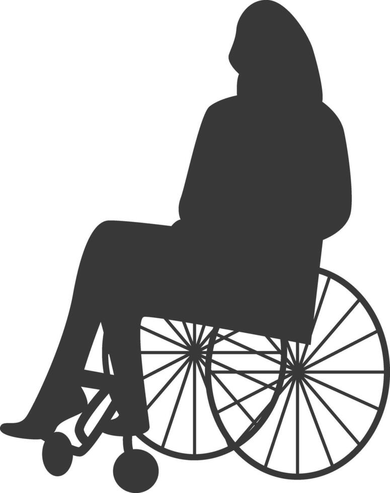 Silhouette of Disabled Person in Wheelchair with Flat Design vector