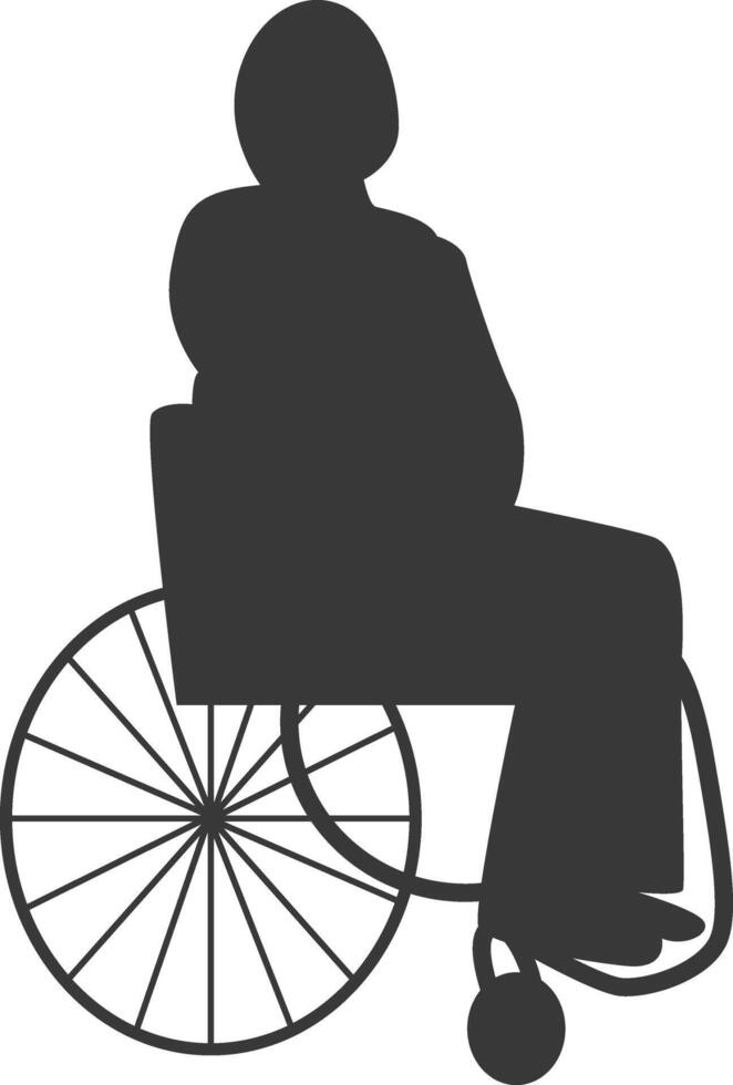 Silhouette of Disabled Person in Wheelchair with Flat Design. vector