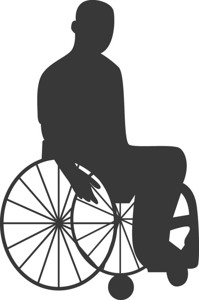 Silhouette of Disabled Person in Wheelchair with Minimalist Design. vector