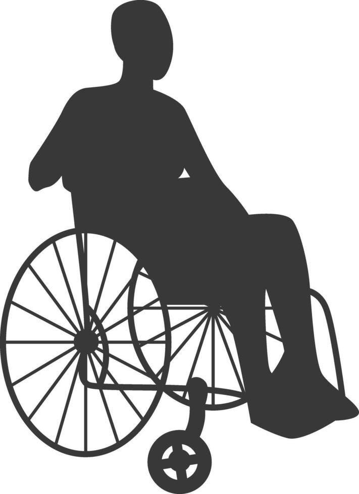 Silhouette of Disabled Person in Wheelchair with Minimalist Design, vector