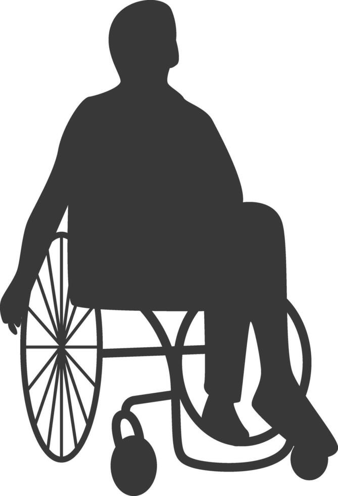Silhouette of Disabled Person in Wheelchair, in Minimalist Design. vector
