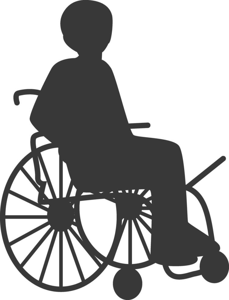 Silhouette of Disabled Person in Wheelchair, with Minimalist Design, vector