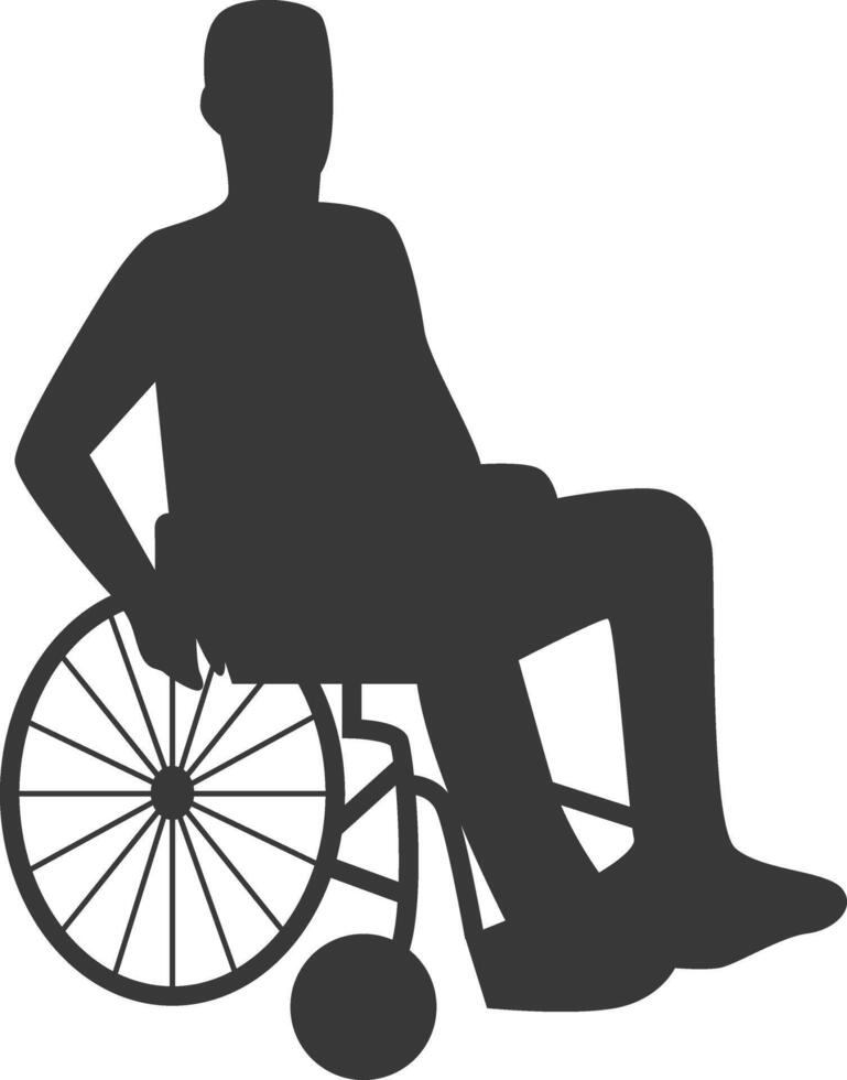 Silhouette of Disabled Person in Wheelchair, with Minimalist Shape, vector