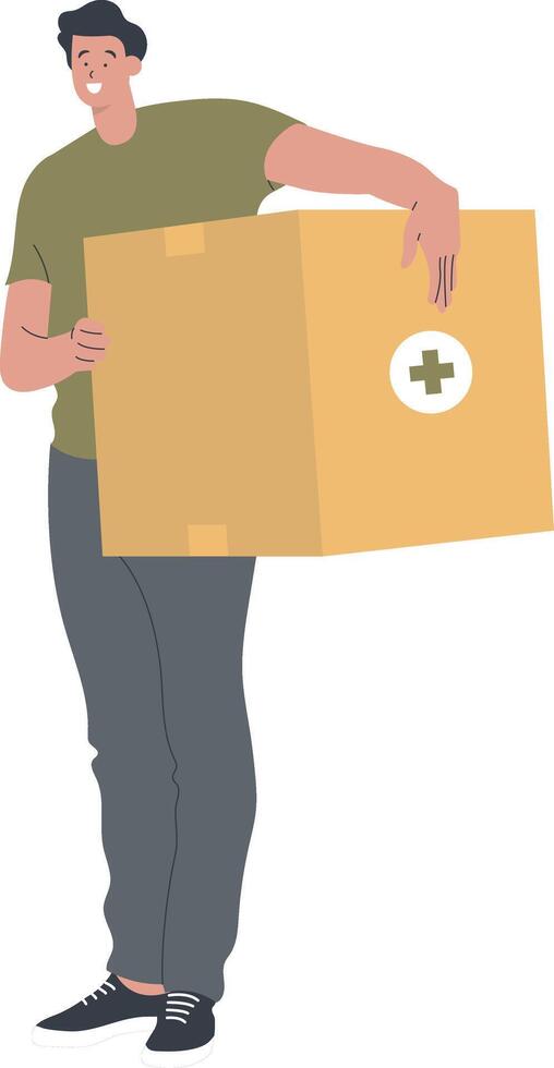 Character People of Volunteers Help with Donation. vector
