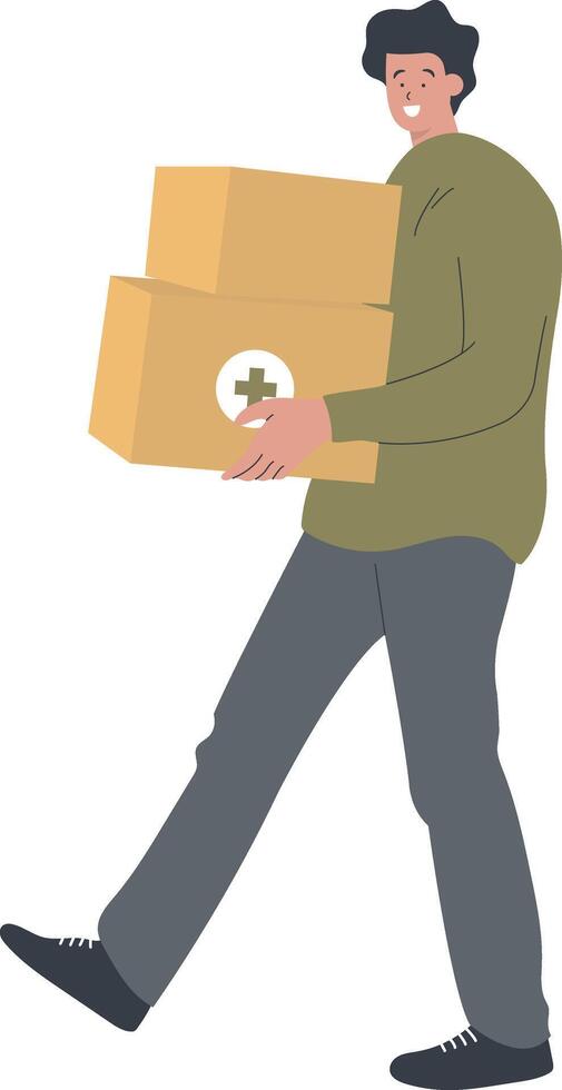 Character People of Volunteers Help and Donation in Cartoon Design vector