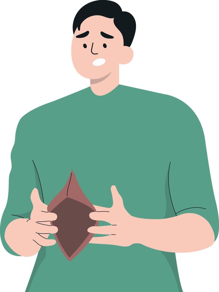 Male Carrying Empty WalletMobile vector