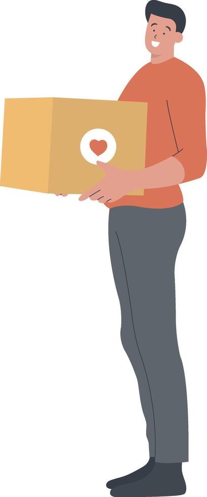 Character People of Volunteers Help with Donation, Cartoon Illustration vector