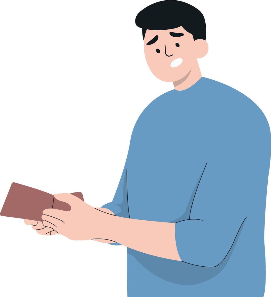 Male Carrying Empty Wallet. vector