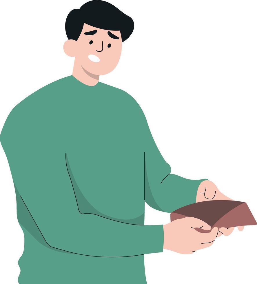 Male Carrying Empty Wallet on White Background vector