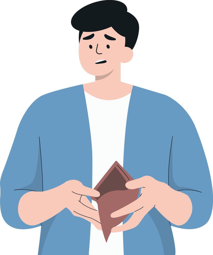 Male Carrying Empty Wallet Isolated on White Background vector