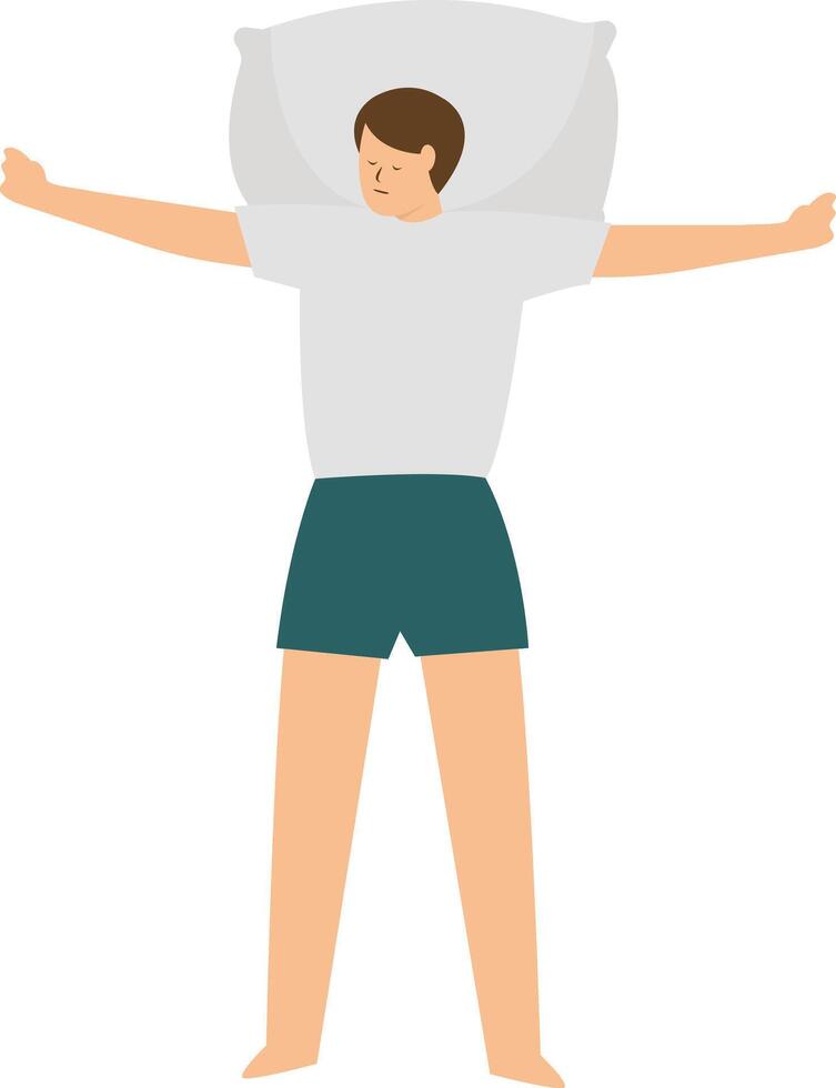 Illustration of Man Sleeping Pose at Night with Cartoon Design vector