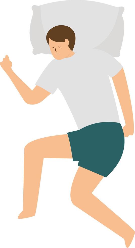 Illustration of Man Sleeping Pose at Night with Flat Design. vector