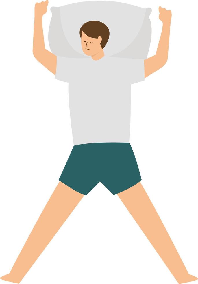Illustration of Man Sleeping Pose at Night with Cartoon Design. vector