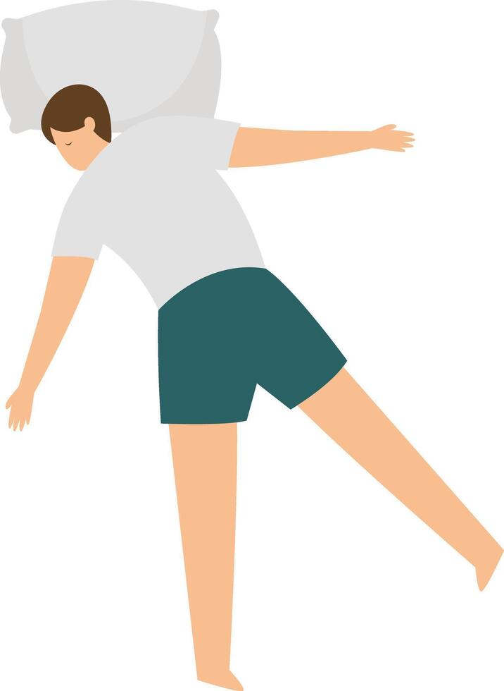 Illustration of Man Sleeping Pose at Night in Cartoon Design. vector