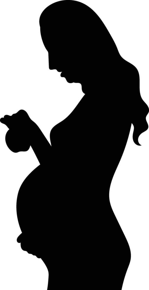 Silhouette of Pregnant Lady on White Background vector