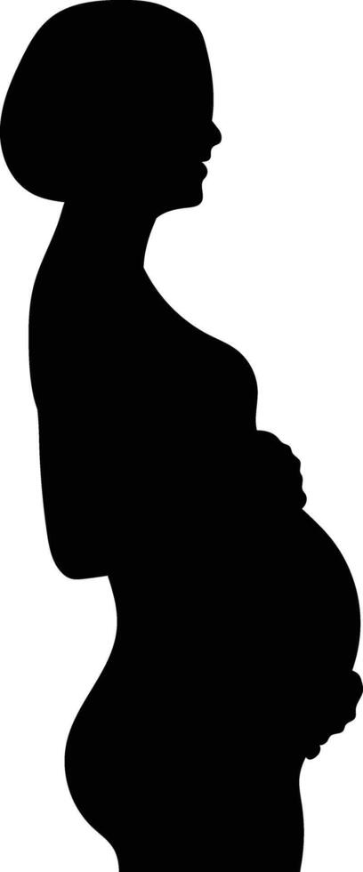 Silhouette of Pregnant Lady Isolated on White Background vector