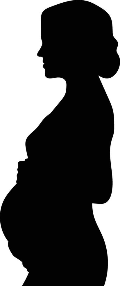 Silhouette of Pregnant Lady in Flat Design. vector