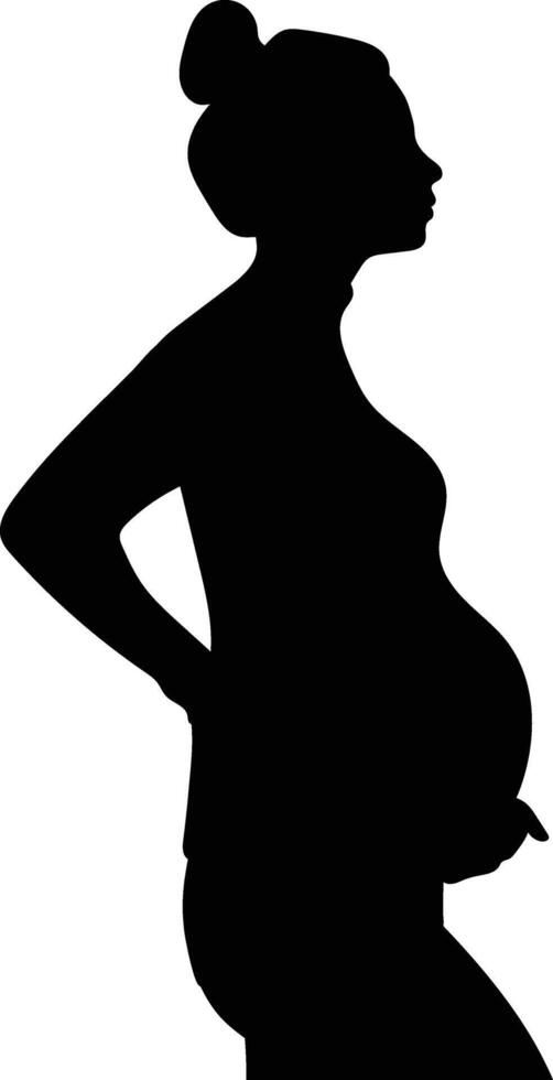 Silhouette of Pregnant Lady with Flat Design. vector