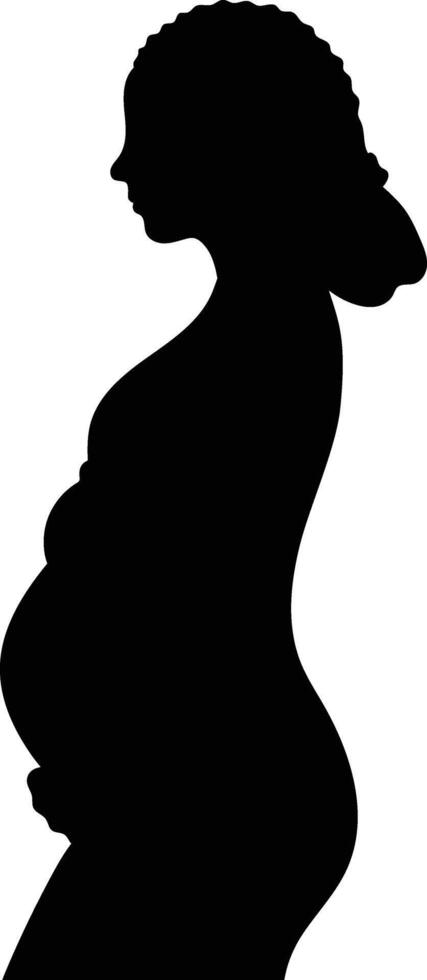 Silhouette of Pregnant Lady with Simple Design. vector
