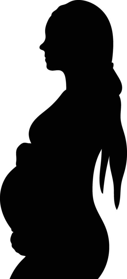 Silhouette of Pregnant Lady in Minimalist Design vector