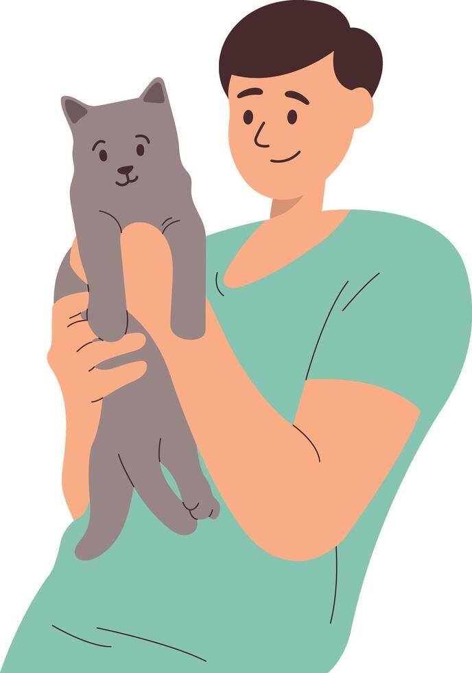 Illustration of Person and Pet Cat vector