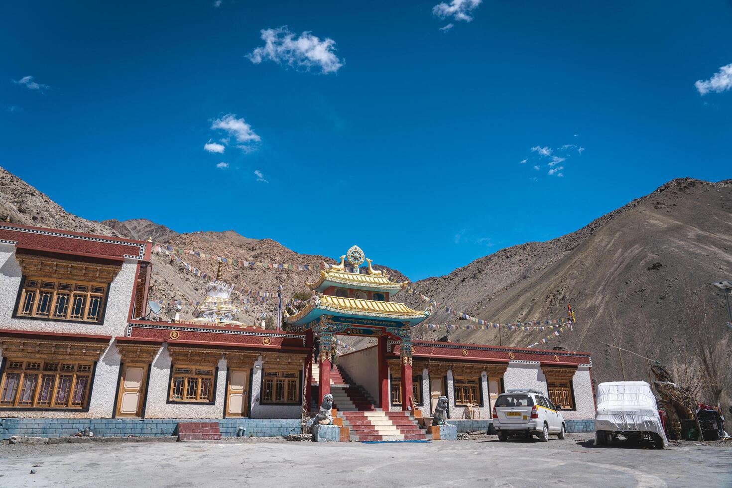 Tingmosgang, India - April 09, 2023. Exterior of Tserkamo Monastery in Ladakh region. photo
