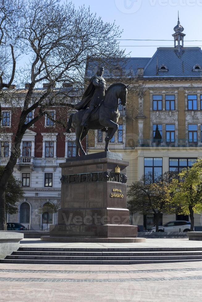 An equestrian statue of Daniel of Galicia in Lviv, Ukraine photo