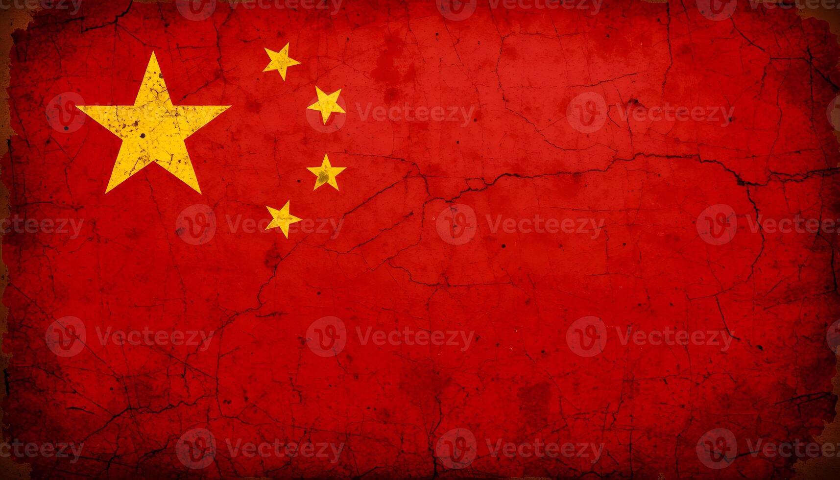 The flag of China on a weathered wall, a symbol of national pride and history photo