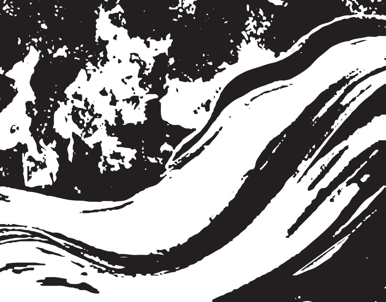 Flowing black and white abstract wave pattern with textured detail ideal for prints and artworks vector