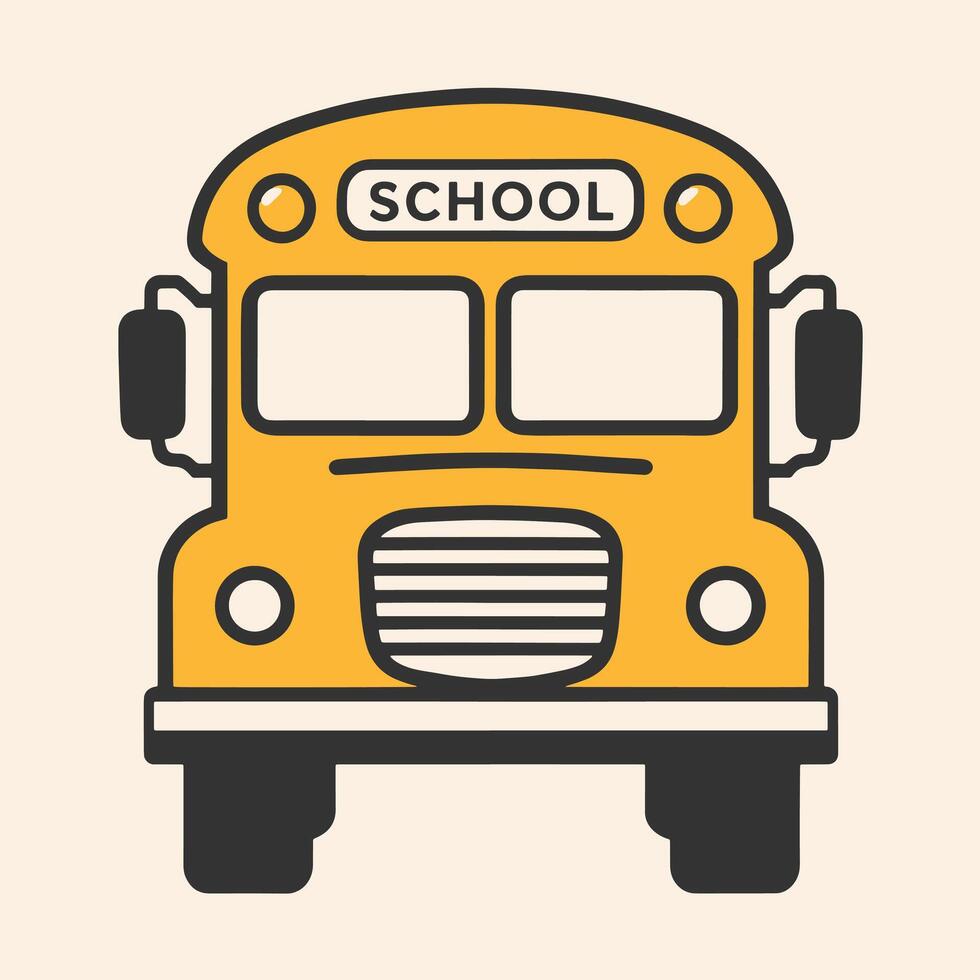 Classic yellow school bus illustration showing front view ideal for education transport travel and student commuting themed designs with a simple clean style vector
