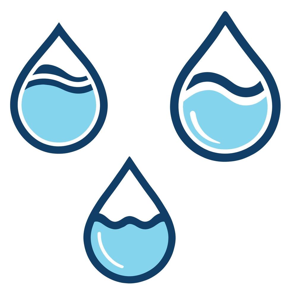 Minimalistic blue water drop illustration featuring wave designs perfect for nature conservation clean water sustainability hydration environment and freshness themed creative projects vector