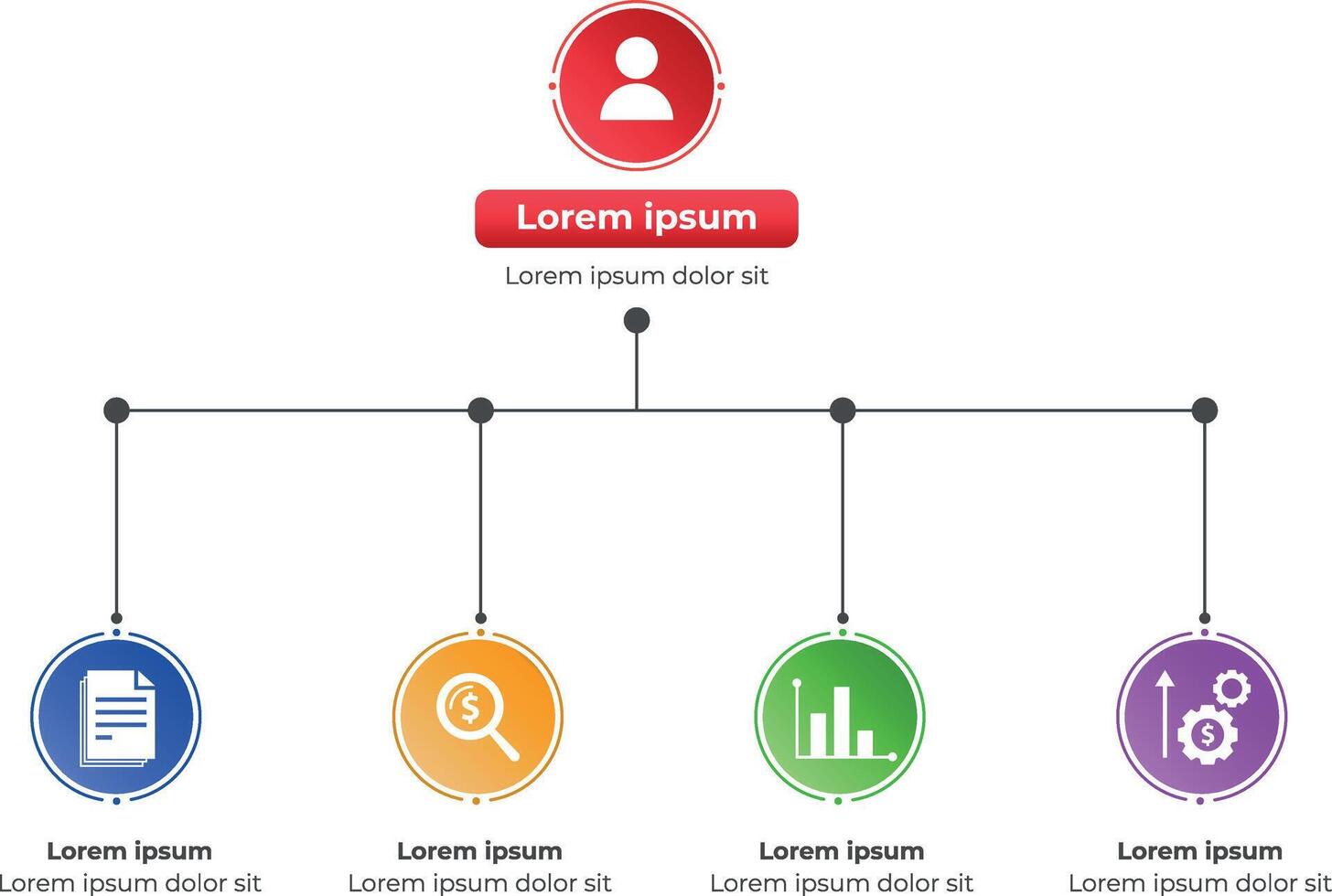 Minimalist Business Concept Map with Four Key Concepts vector