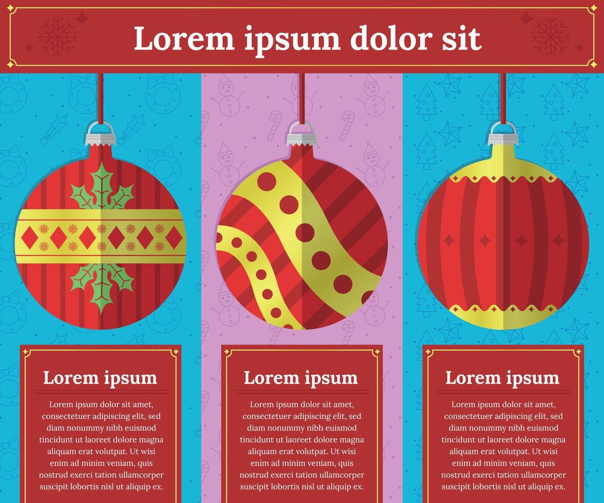 Elegant Christmas Infographic with Red Decorative Ornaments vector