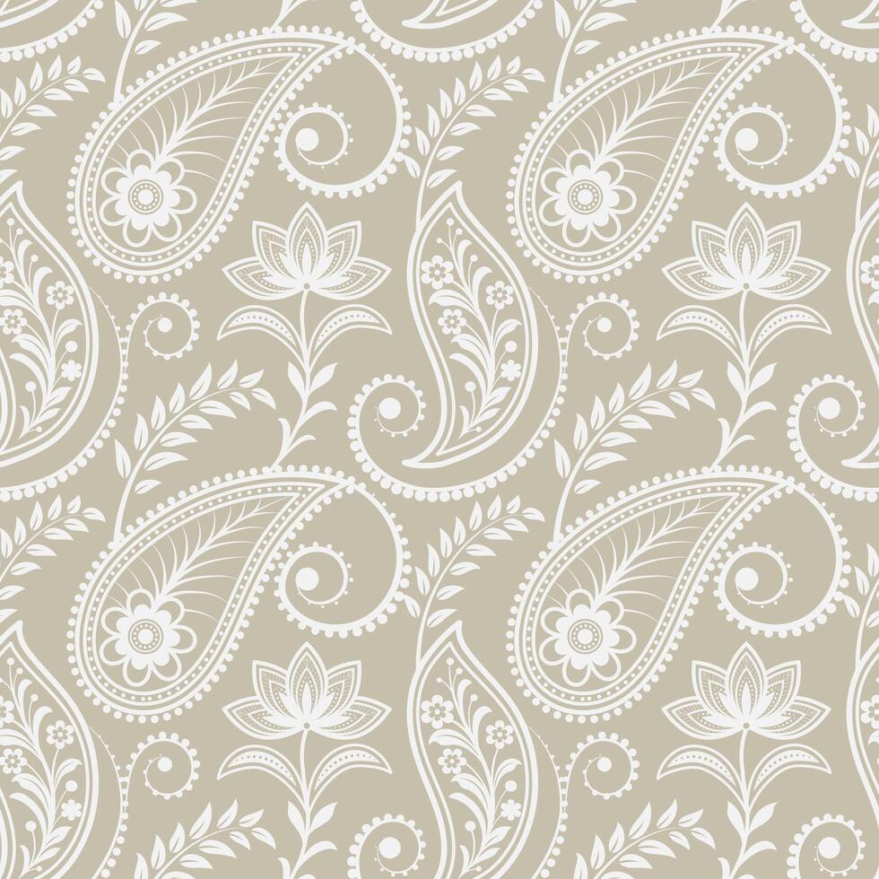 Hand drawn floral pattern with paisley and indian flower motifs. damask modern style pattern , Design for fashion , fabric, textile, wallpaper , wrapping and all prints vector