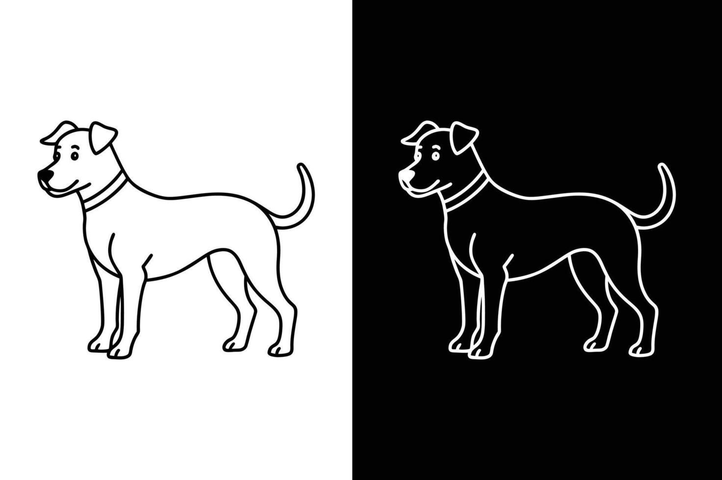 A clean and modern dog icon illustration with simple lines on a white black background vector