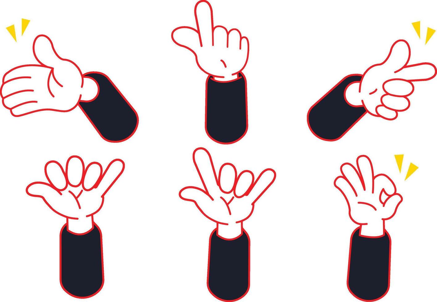 Hand gestures set vector