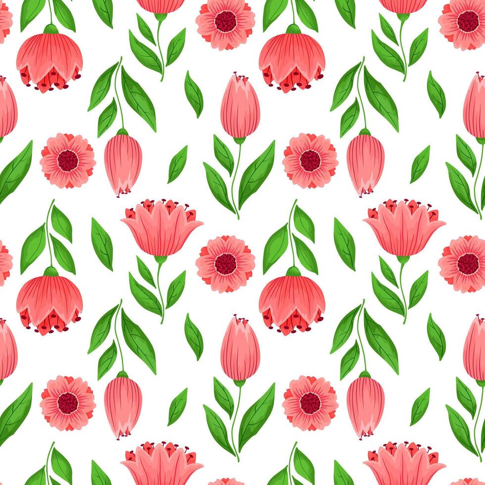 Seamless pattern with cute vintage flowers. Pattern vector