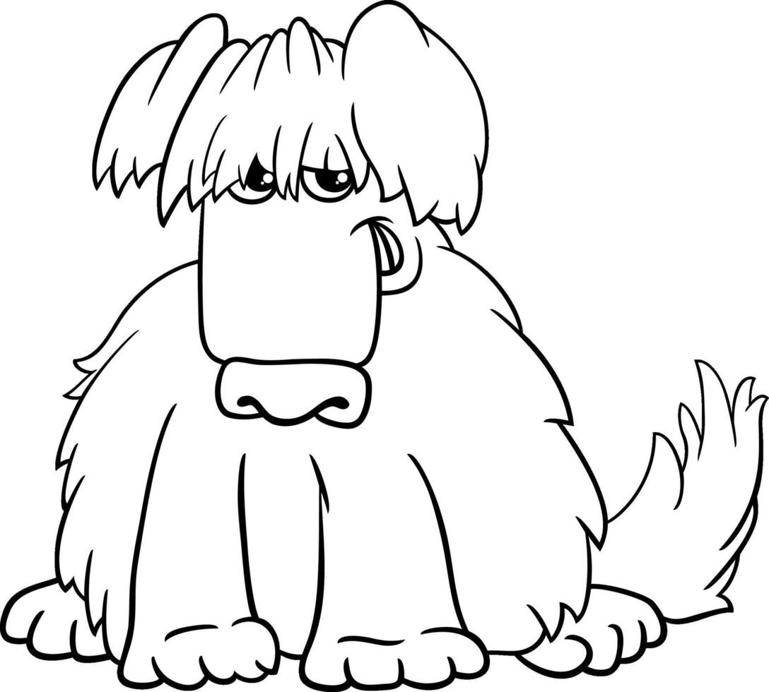 comic shaggy dog animal character coloring page vector