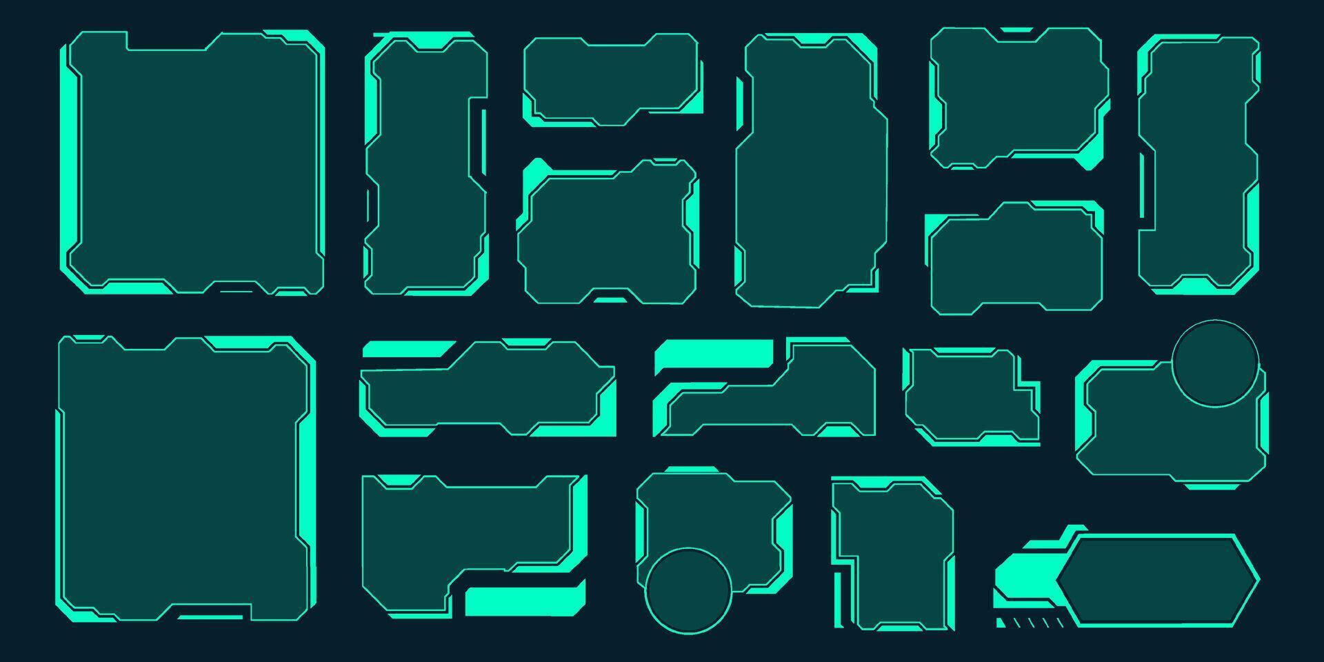 Set of futuristic UI elements and digital interfaces vector