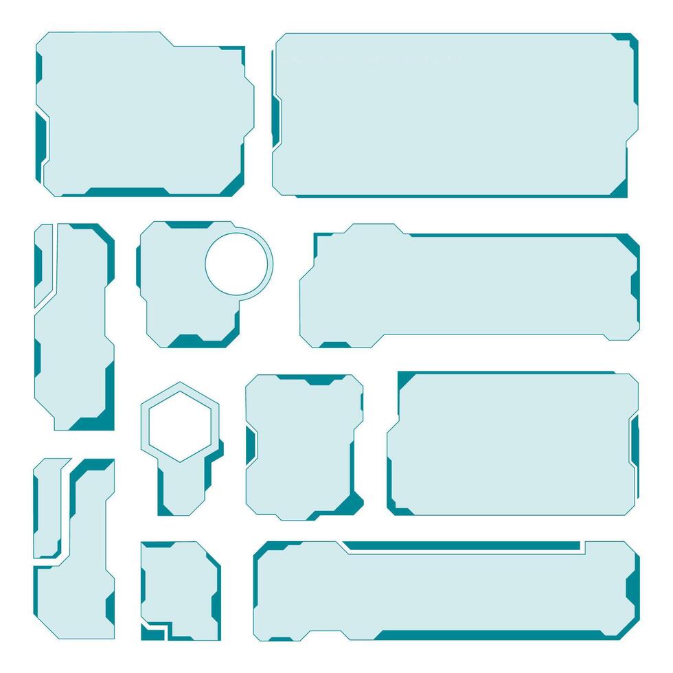 Set of futuristic UI elements display panels and digital interfaces vector