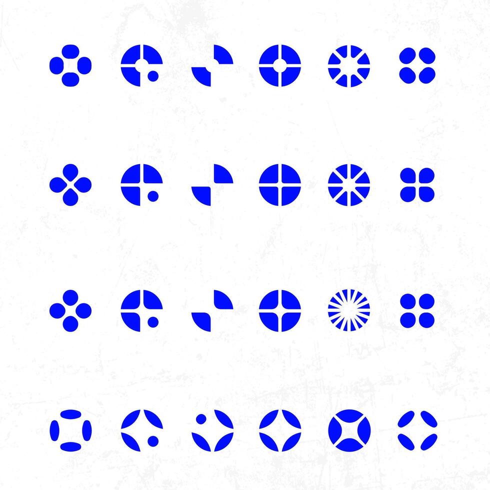 A set of blue circles with different shapes vector