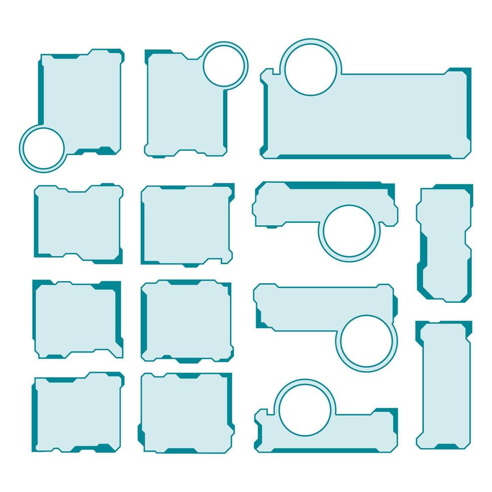 Set of futuristic UI elements for display panels and digital interfaces vector