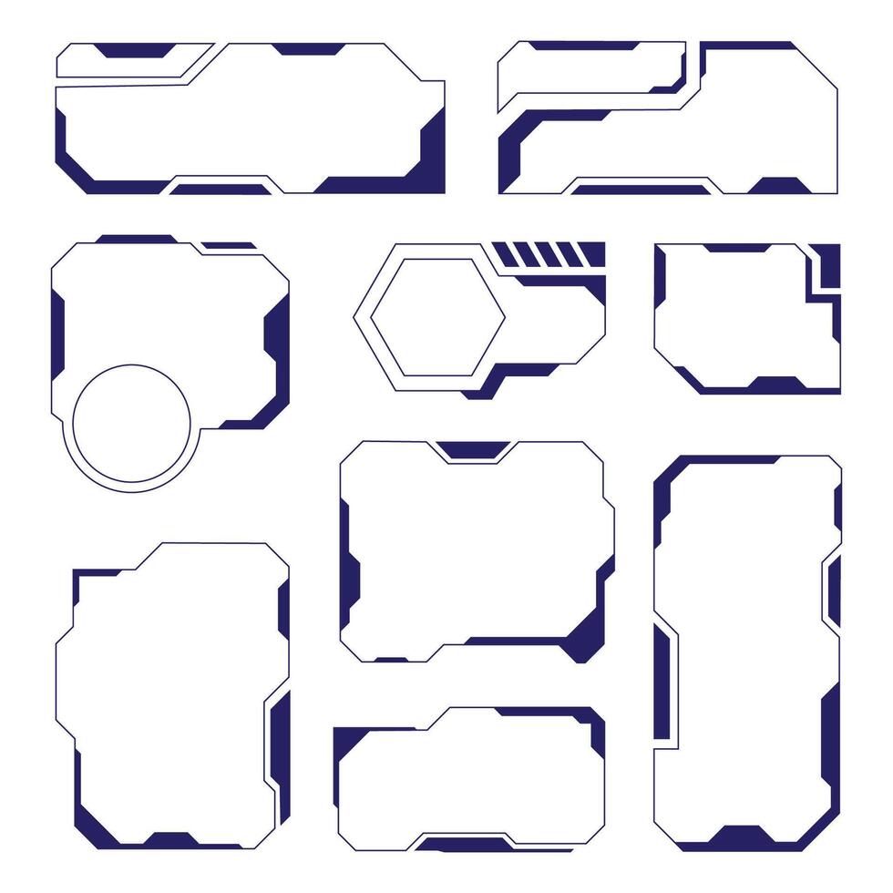 Set of futuristic UI elements for display panels design and digital interfaces vector