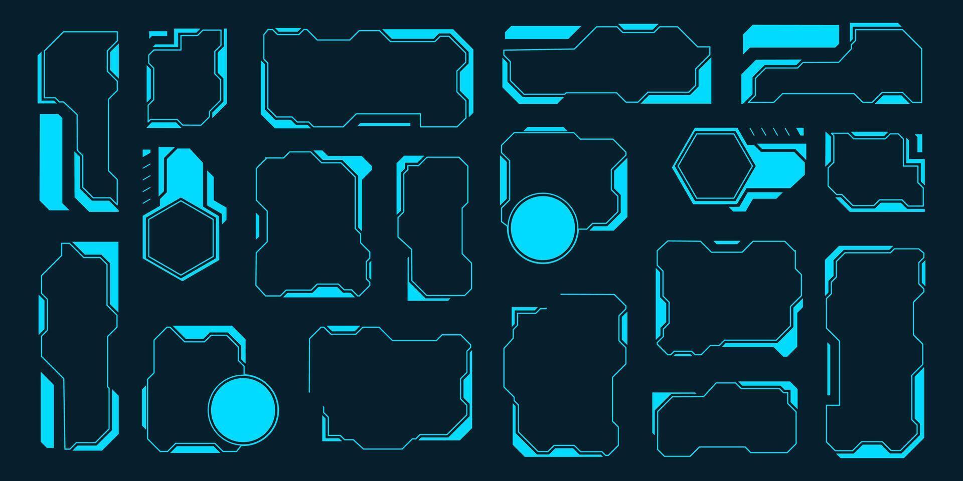 Set of futuristic panels and digital interfaces vector