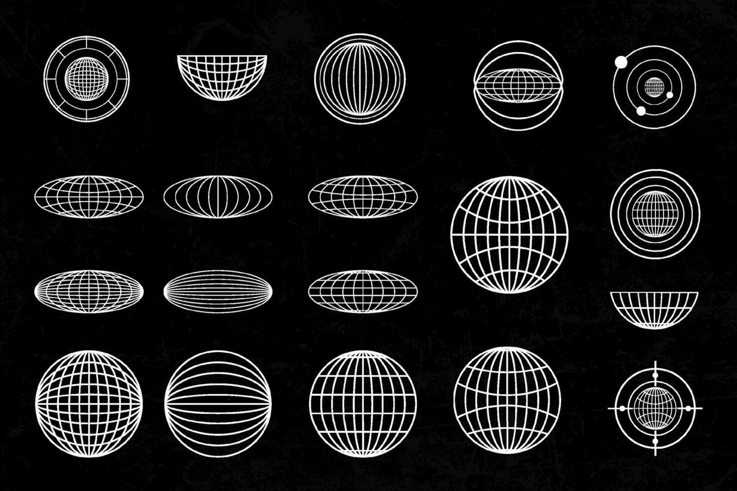 A set of different shapes and lines on a black background vector